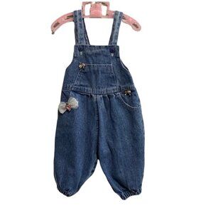 Vintage Sonoma Medium Wash Floral Denim Overalls 6-9 Months